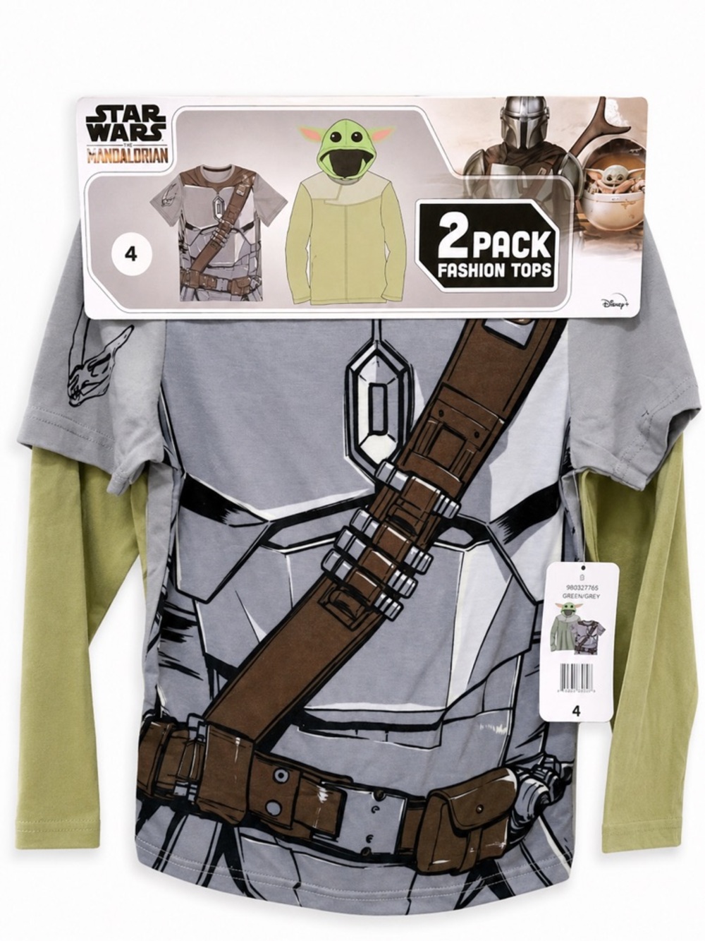 🌌 STAR WARS The Mandalorian & Grogu 2pk NWT Size 4 🚀👽 Baby Yoda Hoodie Tee Set